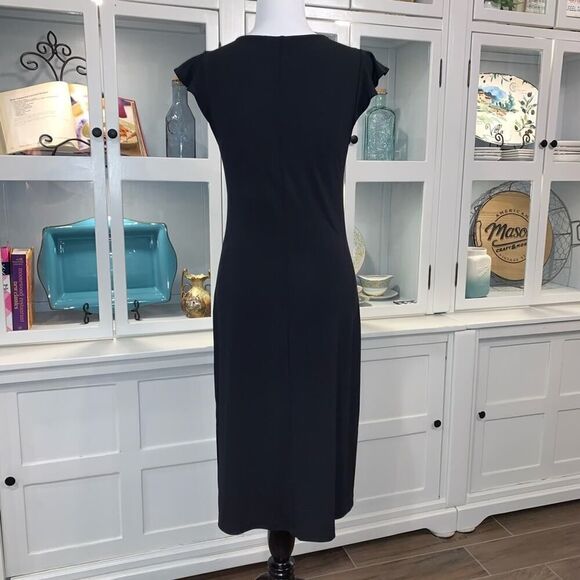 Mossimo Black Fitted Dress W/ Flutter Cap Sleeve Sz Small - Picture 4 of 7